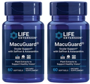 MACUGUARD OCULAR SUPPORT SAFFRON ASTAXANTHIN 120 gels 2 Bottles LIFE EXTENSION - Picture 1 of 11