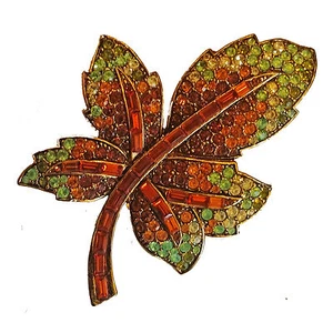 Bunte Farben Strass Herbst Blatt Brosche - Bild 1 von 3