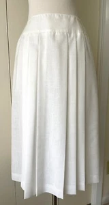 Falda plisada vintage Prophecy talla 8 blanca cintura caída midi pequeña lino como EE. UU. - Imagen 1 de 10