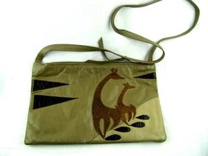 Jonathan Lee Signed Soft Leather Crossbody Purse Shoulder Handbag Giraffe - Picture 1 of 3