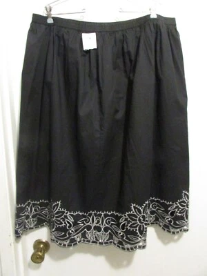 Sag Harbor 女式 1X 黑色/白色棉质裙内衬新款 #545b — 第 1/4 张图片