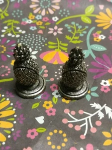 2 PORTATARJETAS DE PIÑA DE PELTRE ADORABLE PAR SÍMBOLO DE HOSPITALIDAD! - Imagen 1 de 6