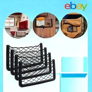 2Pcs Car Van Truck Net Mesh Storage Bag Pocket Elastic Net Phone Wallet Holder - Picture 1 of 12