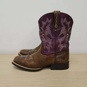 Ariat Tombstone Western Vaquera Cuero Marrón Tacón Grueso Festival Botas Reino Unido 4 - Imagen 1 de 10