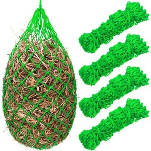 4 Pack Slow Feeder Hay Bag for Horses Goats Mesh Holes Hay Net Bag Feeder - Picture 1 of 7
