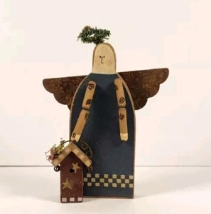 Wooden Angel Statue Figure Decoration (7B8) - Foto 1 di 7