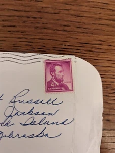 4 Cent Abraham Lincoln Stamp On Envelope Postmarked 1958 - Picture 1 of 4