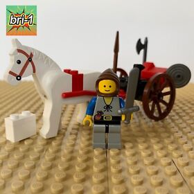 LEGO Castle, Lion Knights: Peasant + Wagon + Horse, cas092, 6010, SUPPLY, 1984