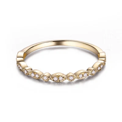 真钻石婚礼简单慷慨戒指纯色10k黄金首饰 — 第 1/4 张图片