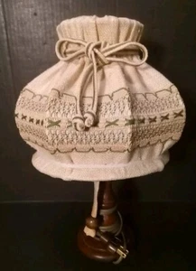 Vtg MCM Fabric & Wood Made In Western Germany 15" Country House Table Lamp - Picture 1 of 16