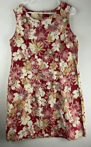 Faded Glory Stretch Red While Floral Hawaiian Short Sleeve A-Line dress Size Med - Picture 1 of 7