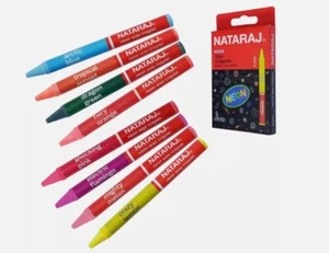 WAX Neon Crayons 8 Bright Shade Colours School Home Colouring 90mm - Pack of 1 - Picture 1 of 6