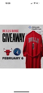 Chicago Bulls #1 1 Robe SGA 2/6/24 New In Bag Size Large Derrick Rose - Picture 1 of 10