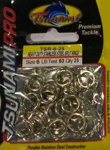 ANILLOS DIVIDIDOS DE ACERO INOXIDABLE DE ALTA RESISTENCIA #6 NUEVOS paquete de 25 TSR-6-25 83 LB ¡NUEVOS! - Imagen 1 de 1