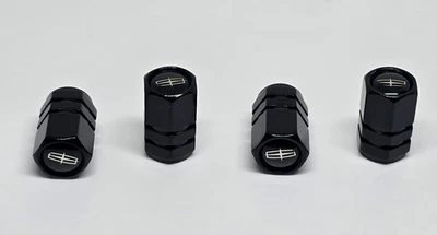 Juego de 4 tapas de vástago de válvula de neumático Lincoln de aluminio negro Foto 1 de 3