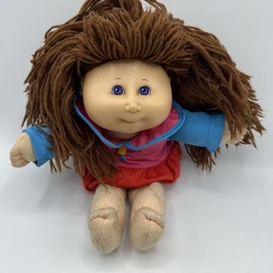 Vintage Cabbage Patch Kids Mattel’s First Edition Doll Blue Eyes Brown Yarn Hair - Picture 1 of 8