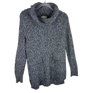 JV Joan Vass Gray Heather Long Sleeve Cowl Neck Cotton Pullover Sweater Size M - Picture 1 of 6