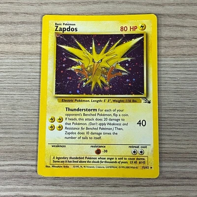 ZAPDOS POKEMON CARD TCG 15/62 RARE HOLO FOSSIL SET - Image 1 of 4