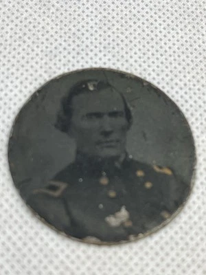 Civil War General JAMES GALLANT SPEARS Tintype 1816-1869 Silver Dollar Size - Image 1 of 4