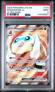 Pokemon Juego de Cartas Coleccionables Mamoswine ex 174/159 2025 Viaje Juntos Tarjeta Ultra Rara - PSA 9 - Imagen 1 de 2