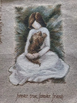 Willow Tree Tapestry Wall Hanging Girl Dog Forever TrueFriends 12.5 x 17.5 - Image 1 of 2