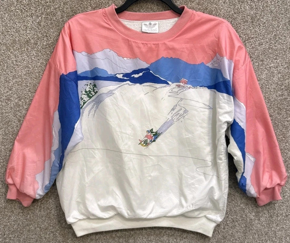 Sudadera De Colección Adidas Trineo Esquí Invierno Montaña Estampado Cuello Redondo Talla XL Foto 1 de 4