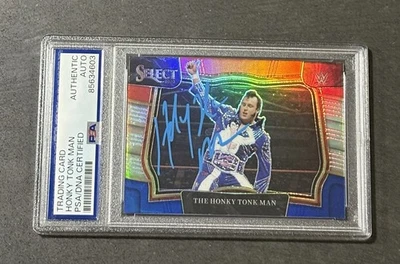 HONKY TONK MAN 2023 PANINI SELECT WWE ROJO AZUL PRIZM TARJETA AUTOMÁTICA FIRMADA PSA/DNA Foto 1 de 2