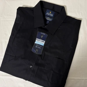 Stafford Travel Easy Care Broadcloth Comfort Stretch Long Sleeve Shirt 18 34-35 - Picture 1 of 7