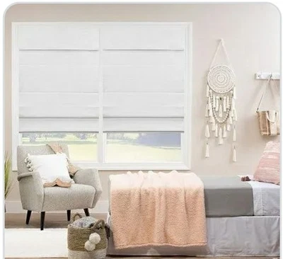 Home Collection Dover Roman Shade 32x64 Light Filtering Cordless Blinds (White) - Image 1 of 4