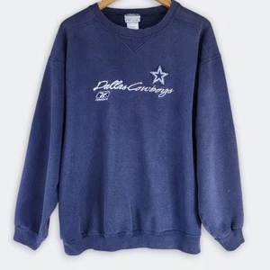 Vintage 90s Dallas Cowboys Blue Sweatshirt Mens XL Reebok Embroidered Distressed - Picture 1 of 12