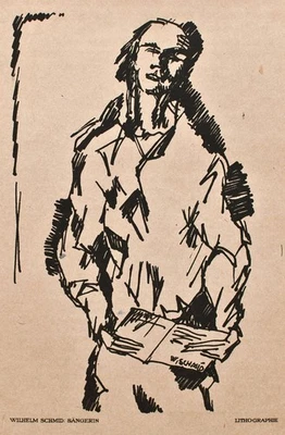 Wilhelm Schmid Frauenporträt Sängerin Expressionismus Original Lithografie - Bild 1 von 2