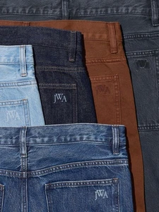 UNIQLO Straight Jeans grau dunkelorange blau 27-46 Baumwolle Denim Hose Regular Fit - Bild 1 von 6