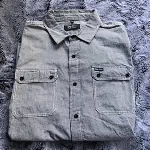 LRG Wovens Railroad Stripes Button Up L.S.Shirt 2XL. Pre-Owned. - Picture 1 of 7