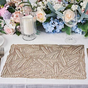 6 GOLD 18" Wheat Maze Rectangle Vinyl Placemats Party Wedding Decorations - Picture 1 of 8