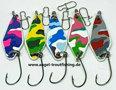 5x 3,4 g Trout Spoon Set Japanblinker Forellenblinker Schlepplöffel Barsch Stör - Bild 1 von 4