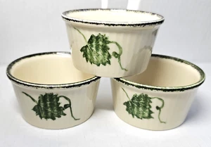 3 Poole Pottery England Grape Leaf Motif Individual Custards Hand Painted - Picture 1 of 2