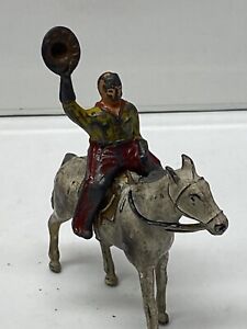 Unbranded Mounted Cowboy Waving Hat Lead Figure Possibly Britains