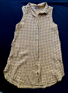 Rosemarine Italiano Lino Negro Lunares Sobre Dorado Sin Mangas Top/Plumero/Vestido-XL - Imagen 1 de 5