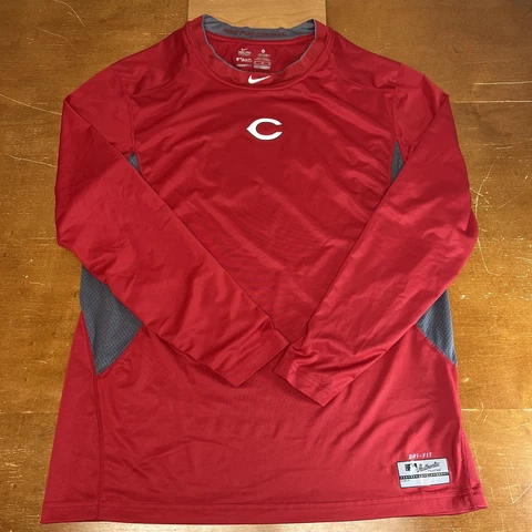Cincinnati Reds Shirt Mens XL Red MLB Long Sleeve Nike Dri-Fit Pro Combat Cover