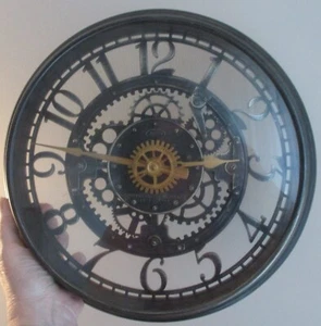 Sterling & Noble Steampunk 11" Round Wall Clock Gold Gears AA Battery See-Thru - Picture 1 of 9