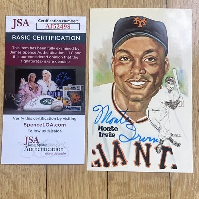 + Monte Irvin Pérez Steele /10000 Postal Autógrafo Autenticado Certificado de Autenticidad JSA Foto 1 de 3