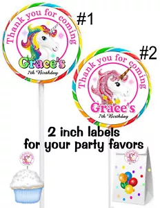 20 ETIQUETAS PEGATINAS DE FAVORES DE FIESTA DE CUMPLEAÑOS UNICORNIO ARCO IRIS para tu fiesta favores - Imagen 1 de 2