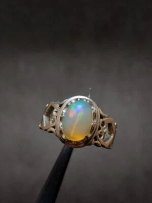 Men Natural  Fire Opal   Handmade  Sterling Silver Ring 925 Gift for him - Image 1 of 4