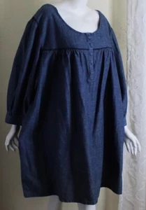 NWT Mainstreet Blues Sz 4X Denim Jean Peasant A-Line Blouse Shirt Top Tunic 37" - Picture 1 of 4