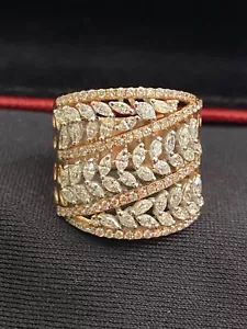 1.89 Cts Marquise Round Cut Natural Diamonds Anniversary Band Ring In 14K Gold - Picture 1 of 12