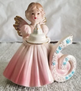 Vintage JOSEF ORIGINALS 6th Birthday Girl Angel Figurine Pink / Japan - Picture 1 of 7