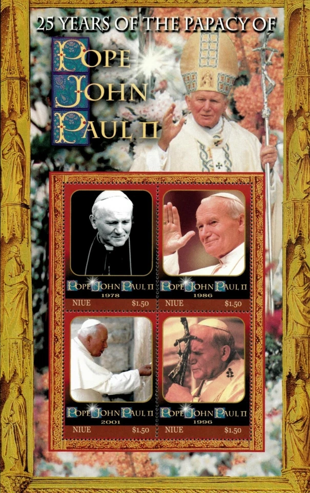 Niue 2004 - Papa Juan Pablo II 25 Aniversario - Hoja de 4 - Scott 789 - MNH Foto 1 de 1