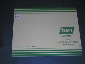 BSA Replacement Parts List - 1968 Model B25 Starfire 5138 - Picture 1 of 1