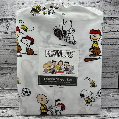 Peanuts Snoopy Queen Sheet Set 4 pcs Sports Charlie Flat/Fitted/2 - Pillowcase - Image 1 of 4