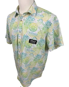 Truly Hard Seltzer Hawaiian Performance Button Up Short Sleeve Mens Large - Picture 1 of 6